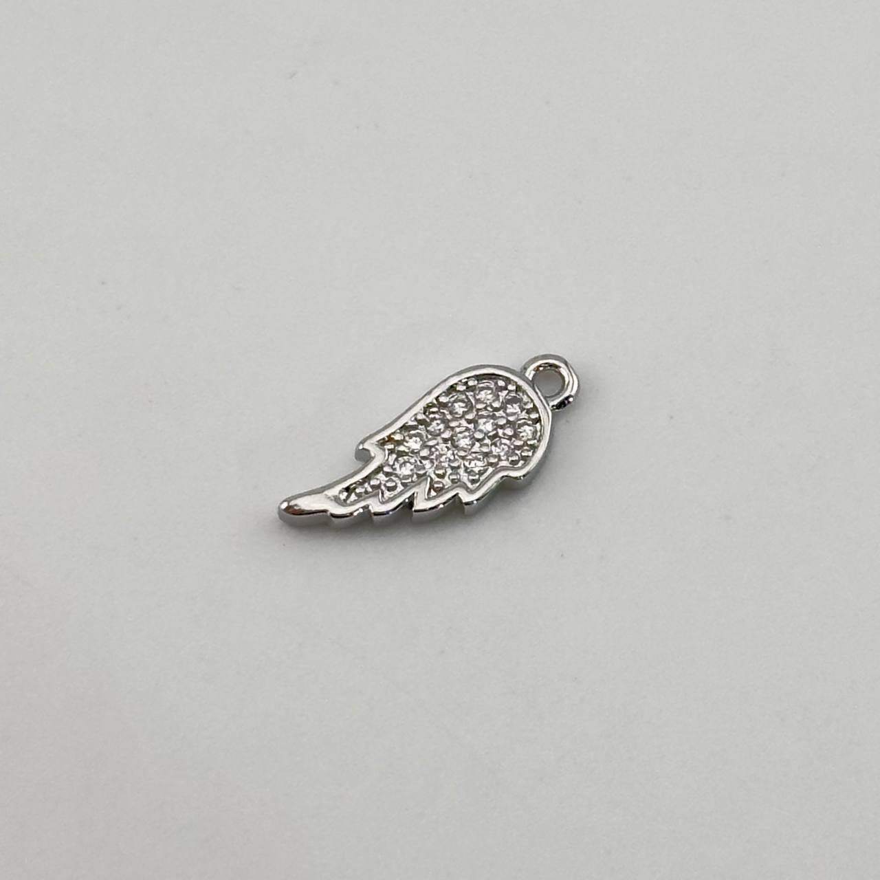 Подвеска крыло с финитами цвет серебро размер 5,5*13мм